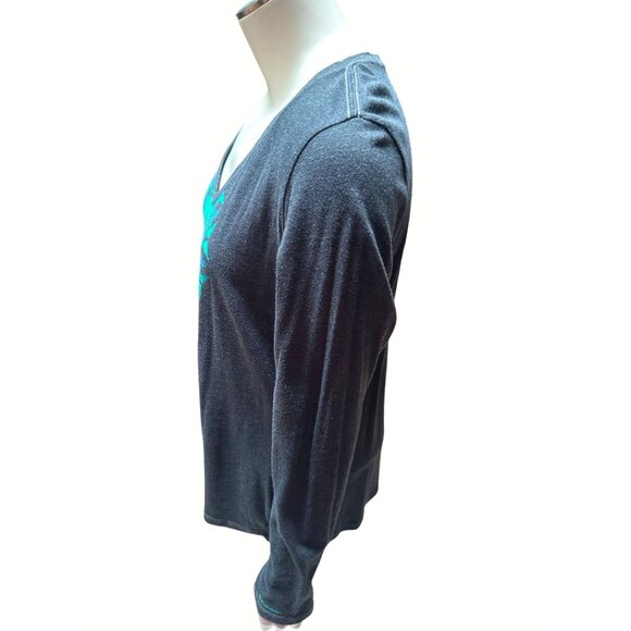 Columbia Womens Sports Company Graphic Tee Sz Large Dark Gray Cotton Poly Blend - Picture 2 of 7